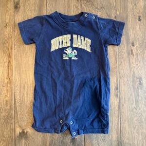 Notre Dame Fighting Irish Baby Romper Bodysuit Blue 6 9 Months